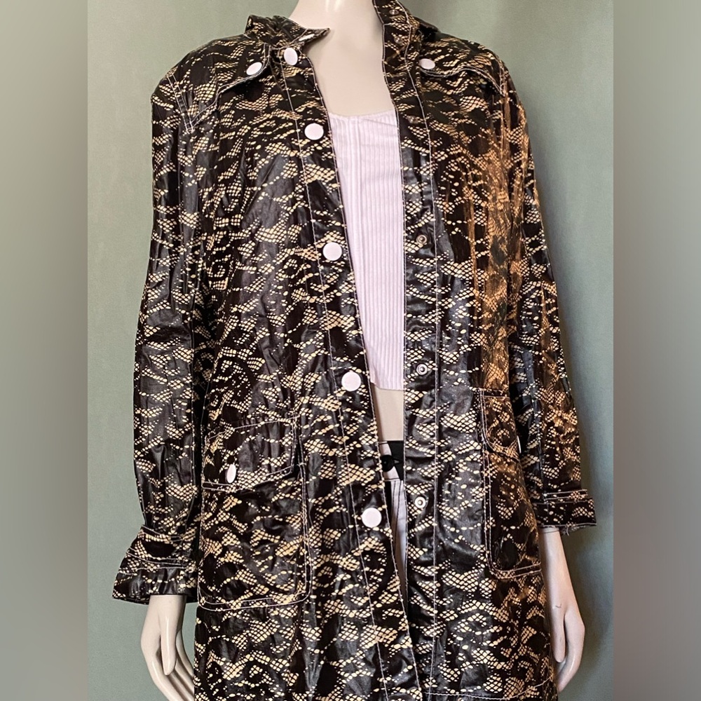 H&M Divided Snake Skin Look Hooded Trench Coat